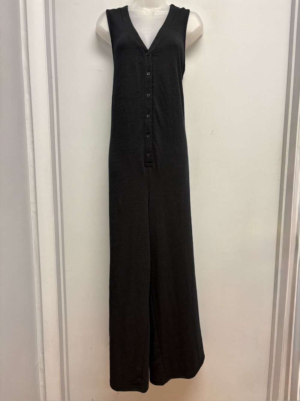 Z Supply Black Wide Leg Sleeveless Button Front Jumpsuit Size XL